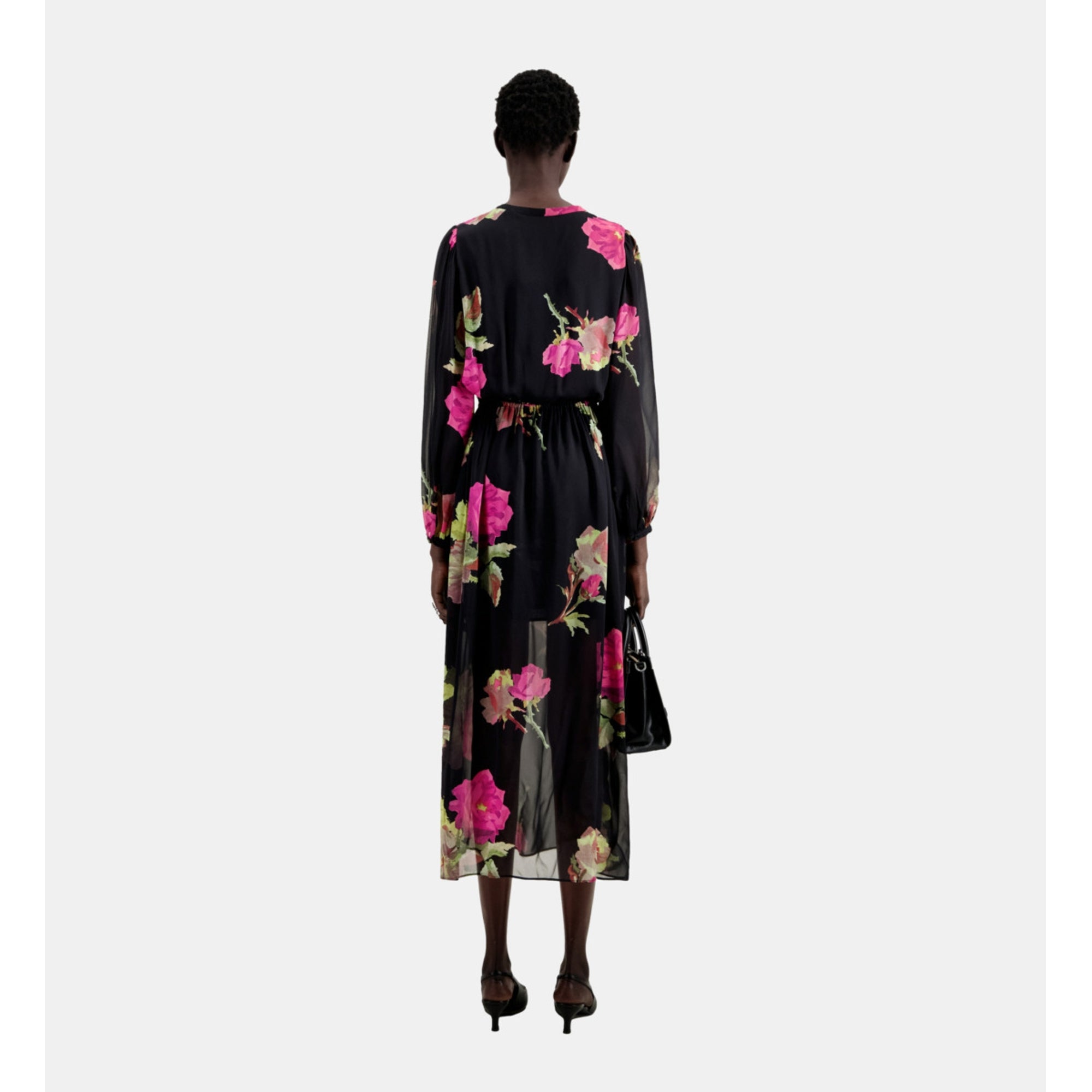 Long Printed Dress | Women | Pink Black