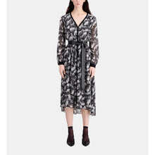 Long Printed Dress With Buttoning | Women | Black x White