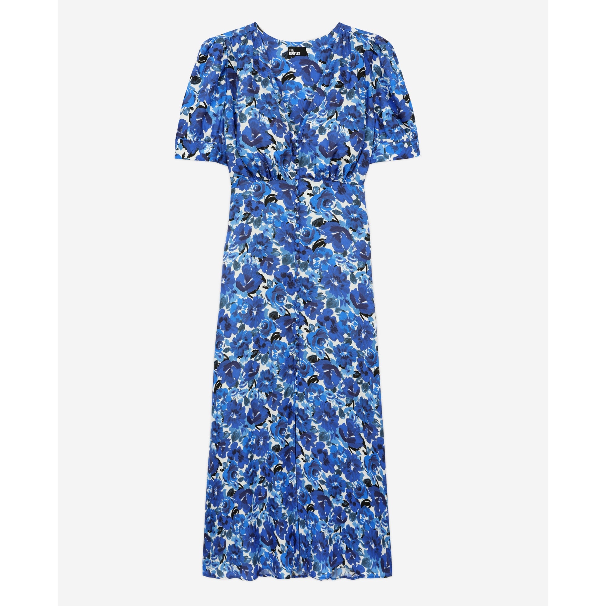 Long Printed Dress With Buttons | Women | Blue White