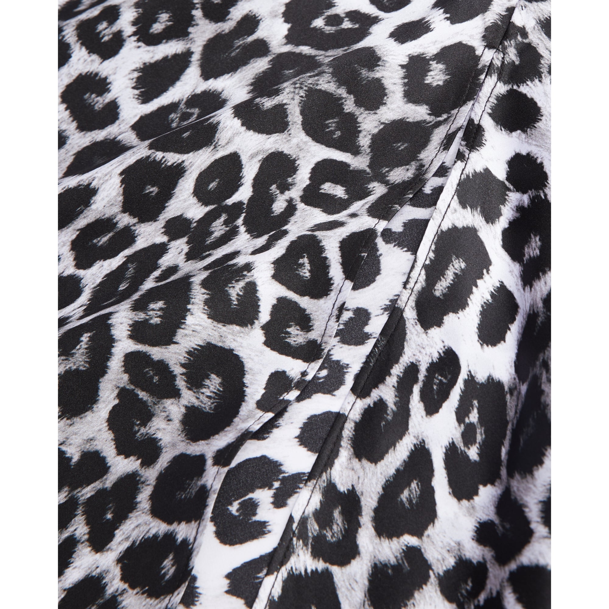 Long Printed Silk Skirt | Women | Black x White Leopard