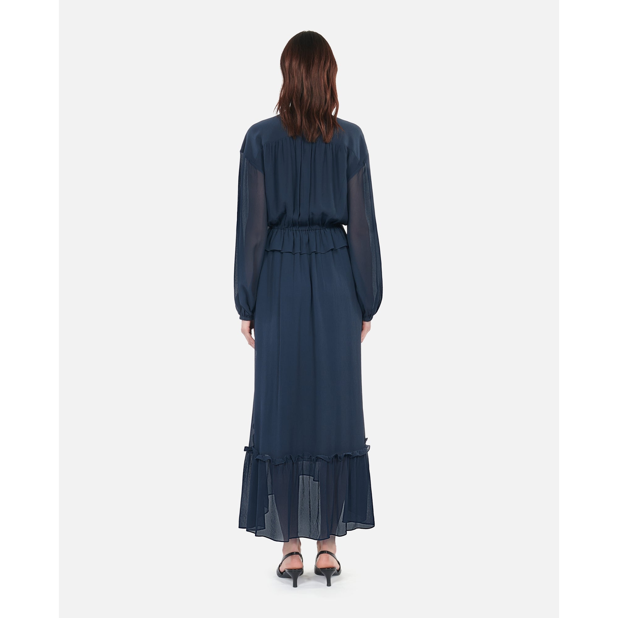 Long Silk Dress | Women | Navy Blue