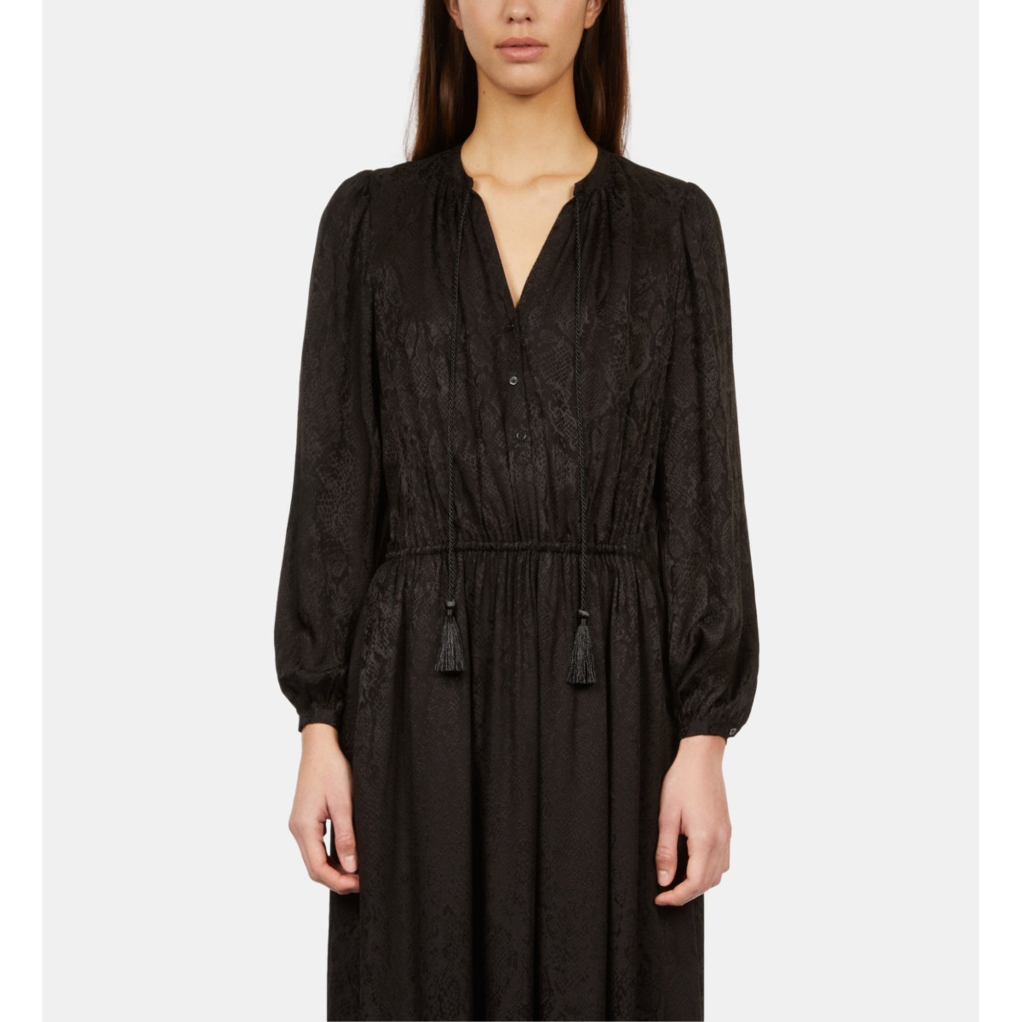 Long Snakeskin Jacquard Dress | Women | Black