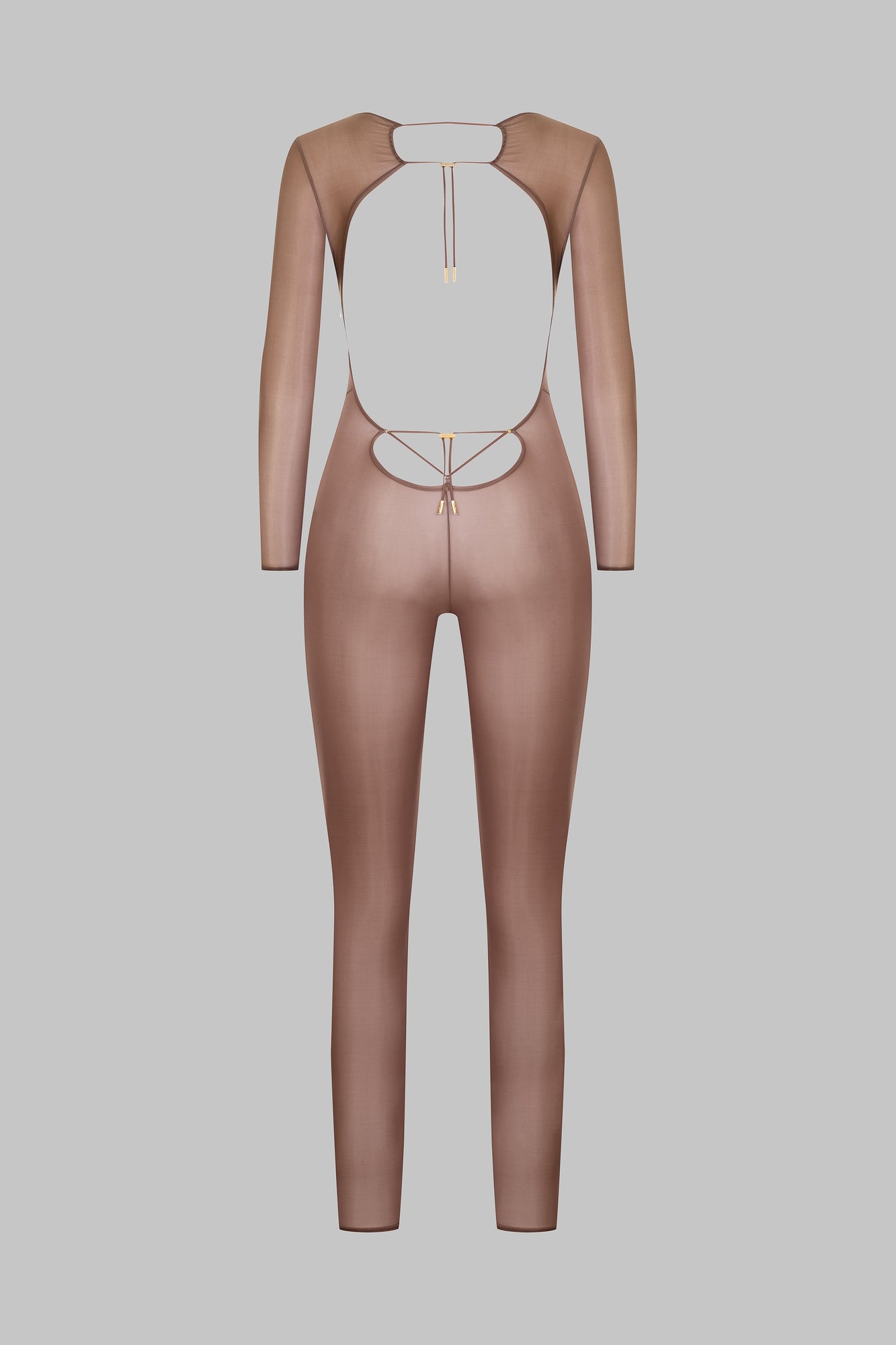 Open Back Long Sleeve Catsuit - French Kiss Light