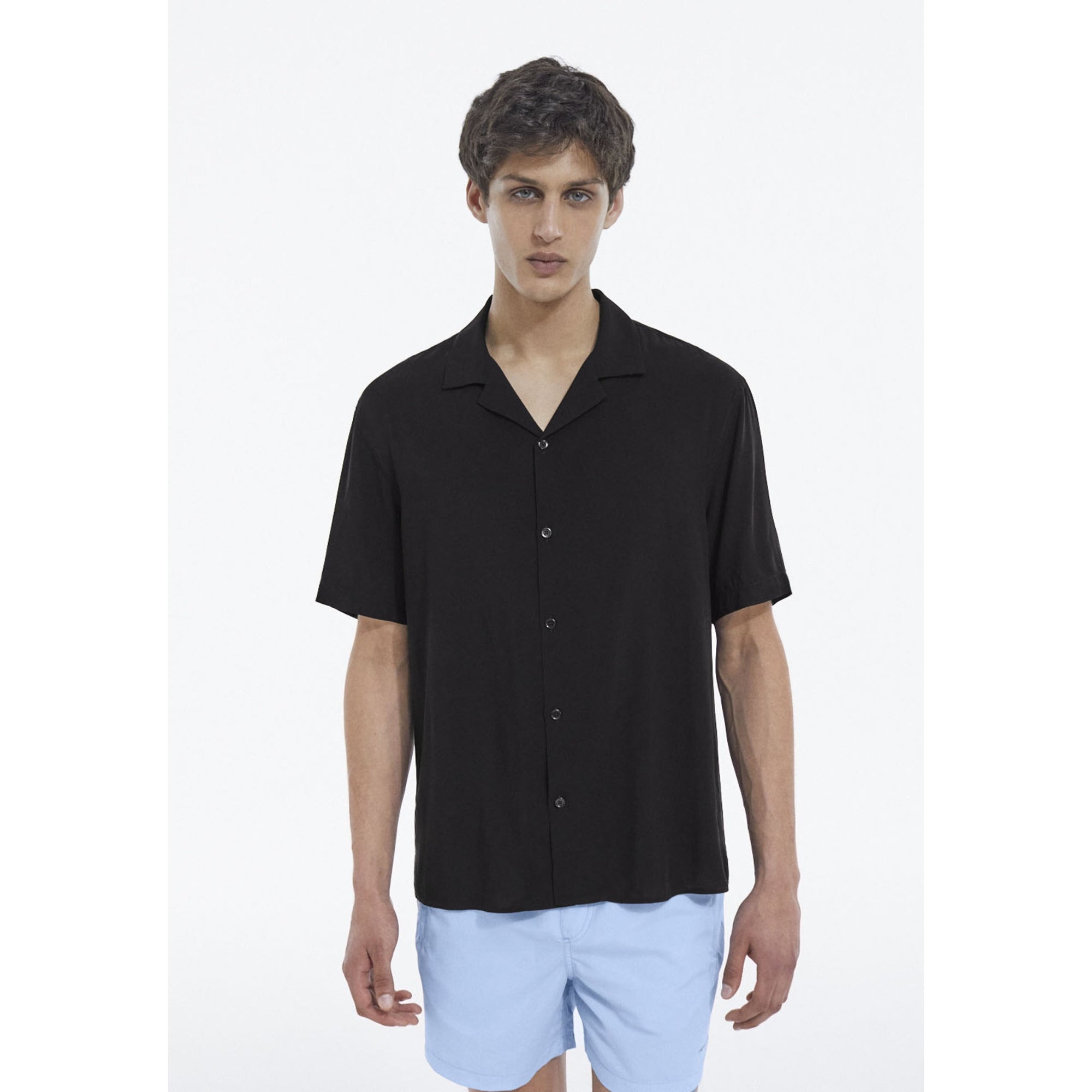 Loose-Fitting Buttoned Shirt | Men | Black