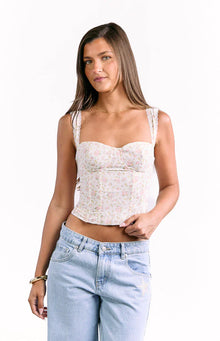 Louis Floral Corset Top | White