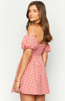 Love Lost Off The Shoulder Mini Dress | Red Gingham