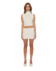 Low-Rise Rib Knit Mini Skirt | Ivory