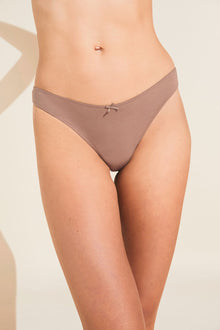Pima Stretch Cotton Thong | Mocha