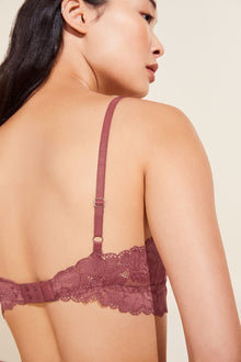 Model wears Rosalia TENCEL Modal Bralette in Rosewood.