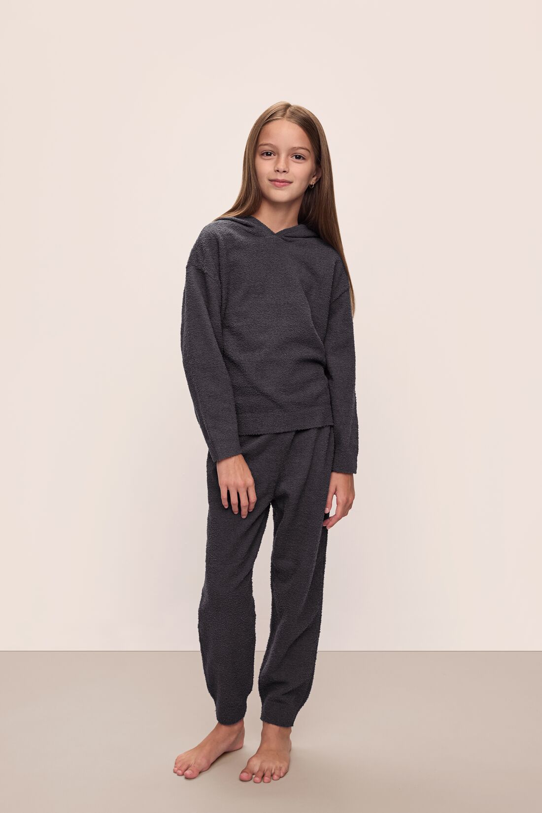 Kids | Recycled Boucle Hoodie & Jogger Set | Graphite