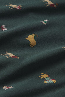 Fabric detail shot of Holiday Dogs Pine