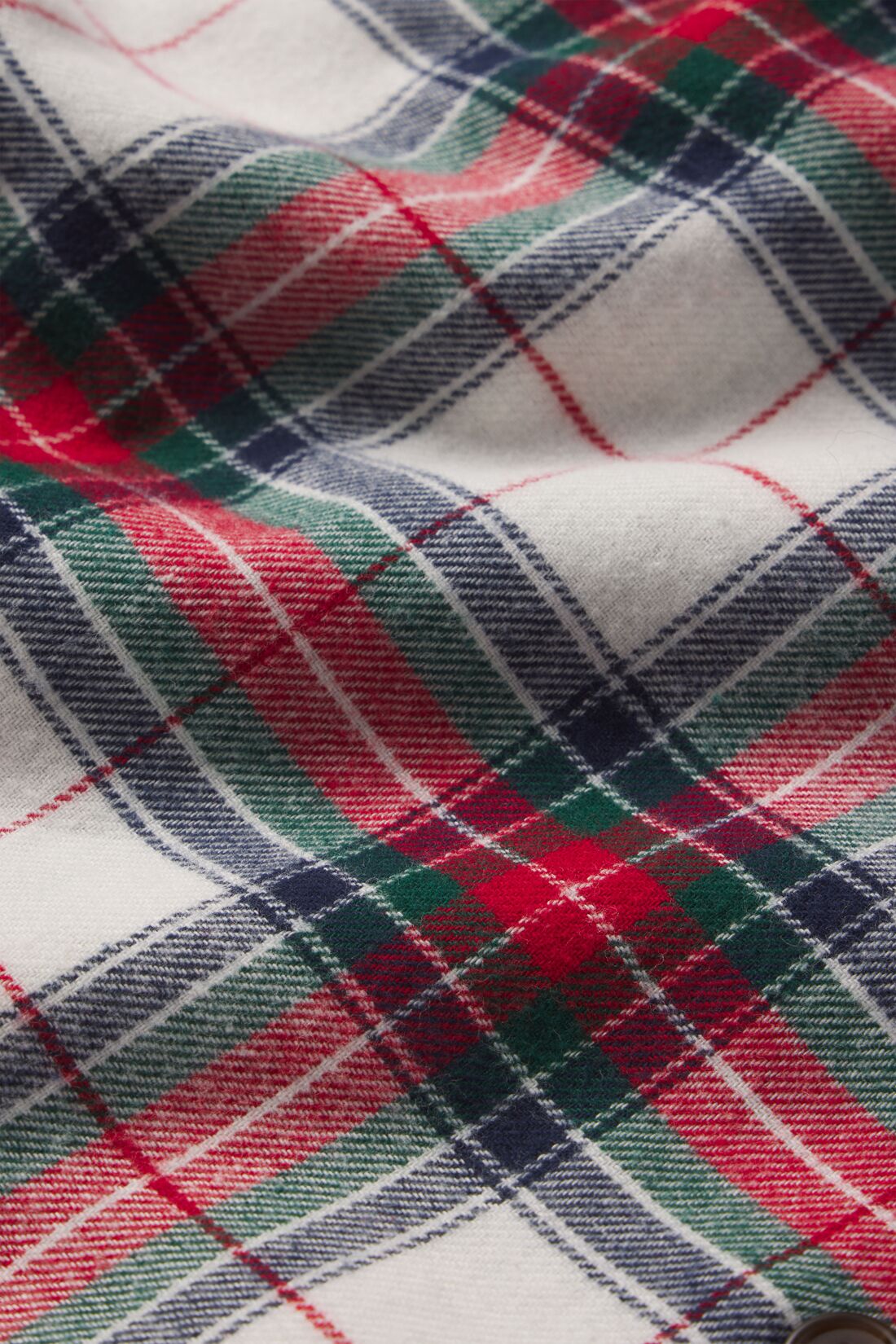 Fabric detail of flannel in  Tartan Plaid Ivory/Holly Red