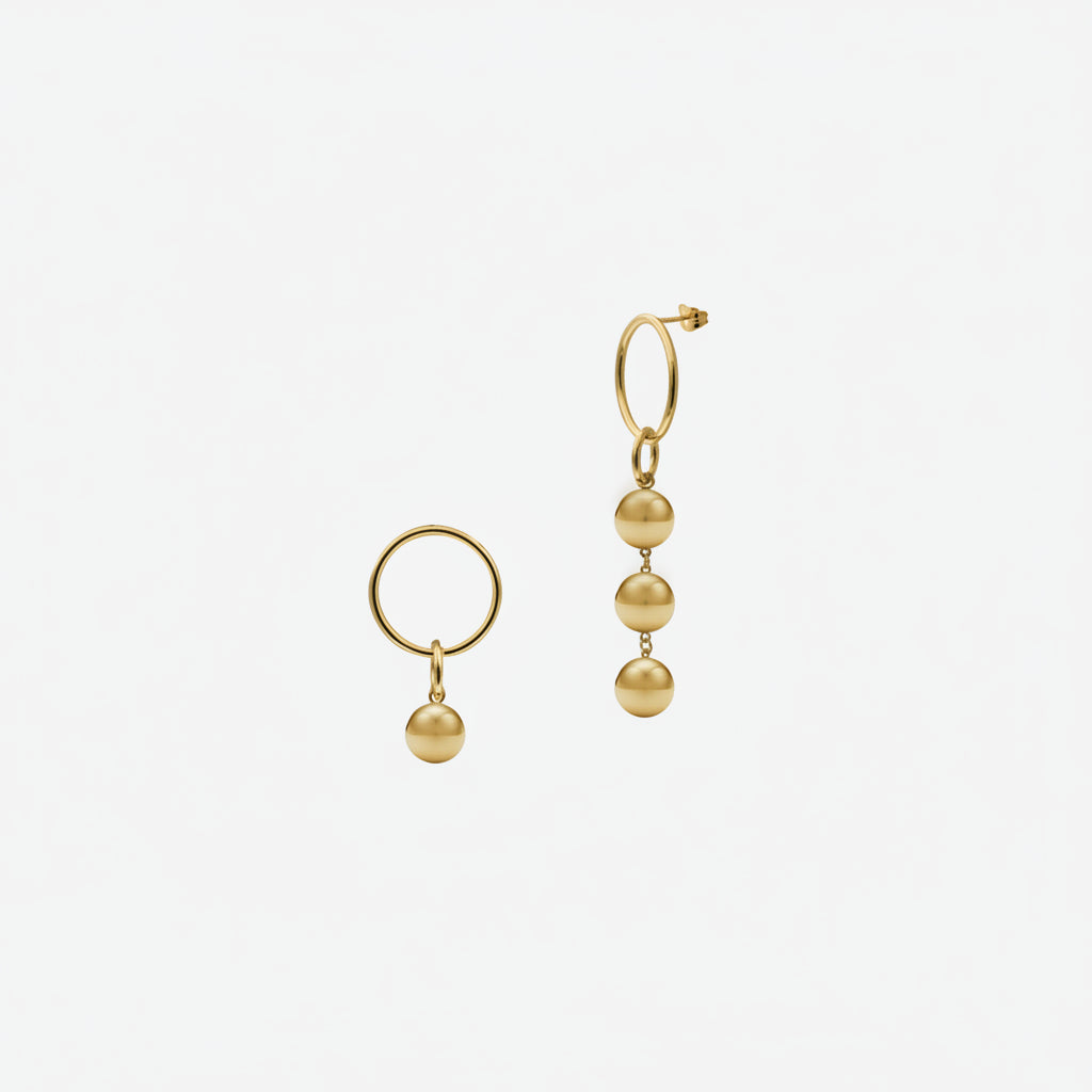 Lulu Mismatched Drop Earrings | Gold Vermeil
