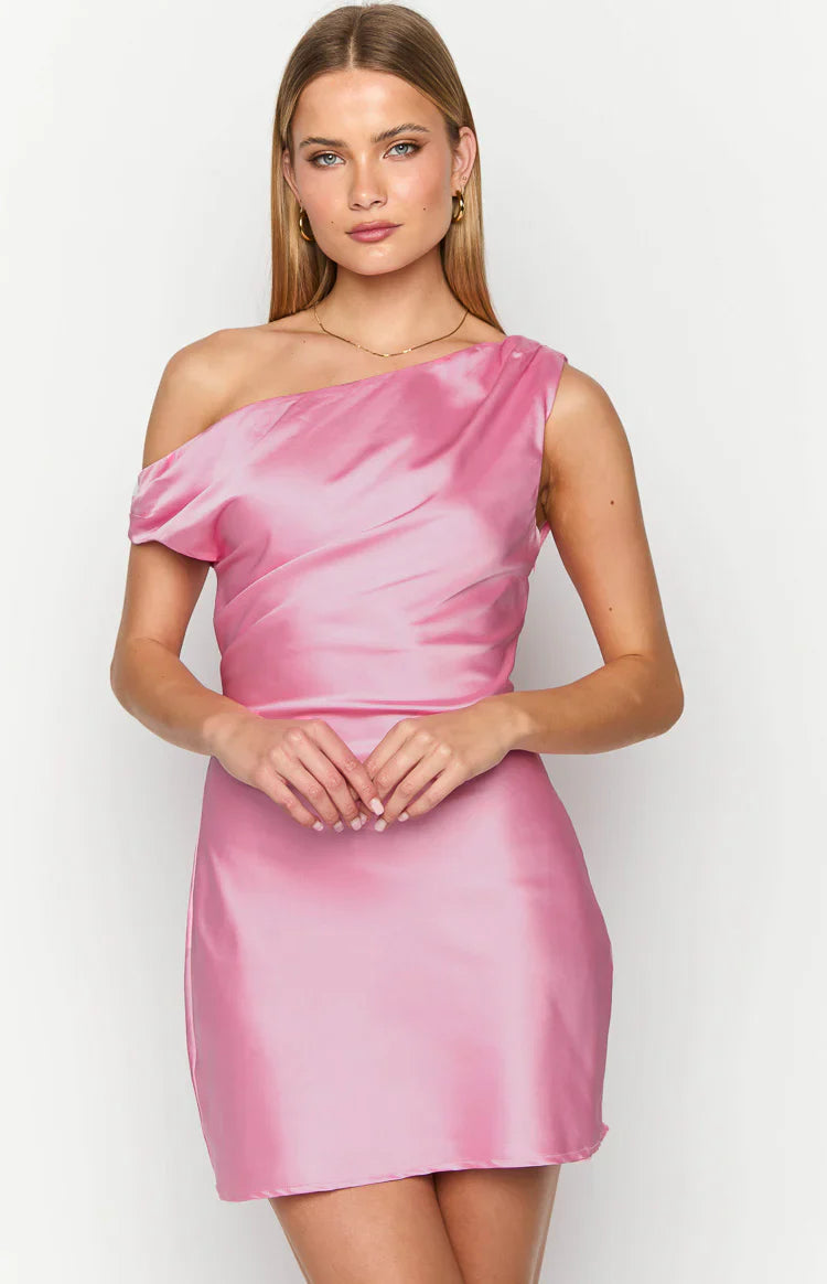 Lucas Satin Mini Dress | Pink