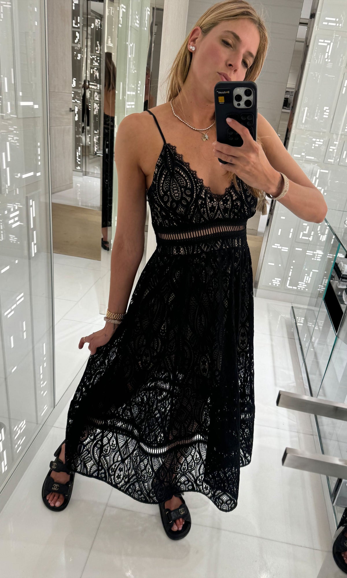 Lucinda Lace Dress | Black/Beige