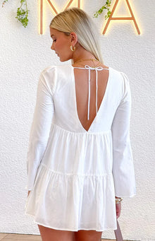 Lucky Heart Long Sleeve Mini Dress | White