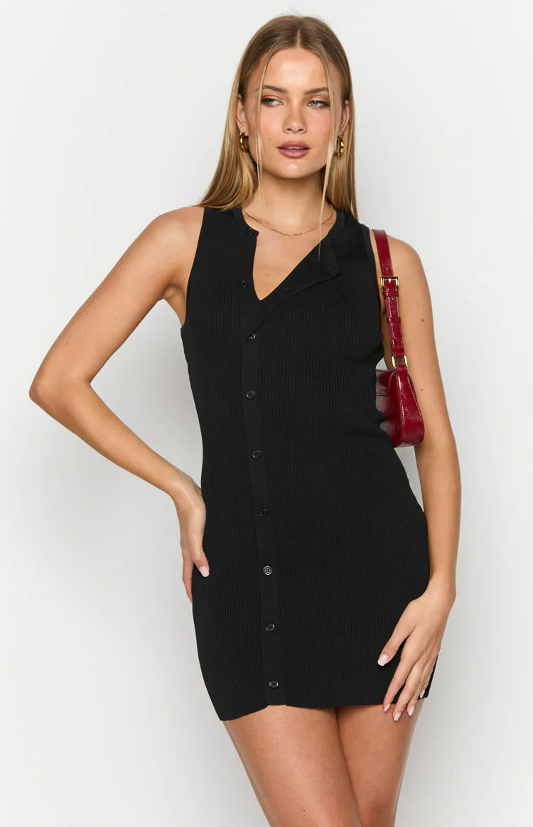 Lumi Button Up Mini Dress | Black