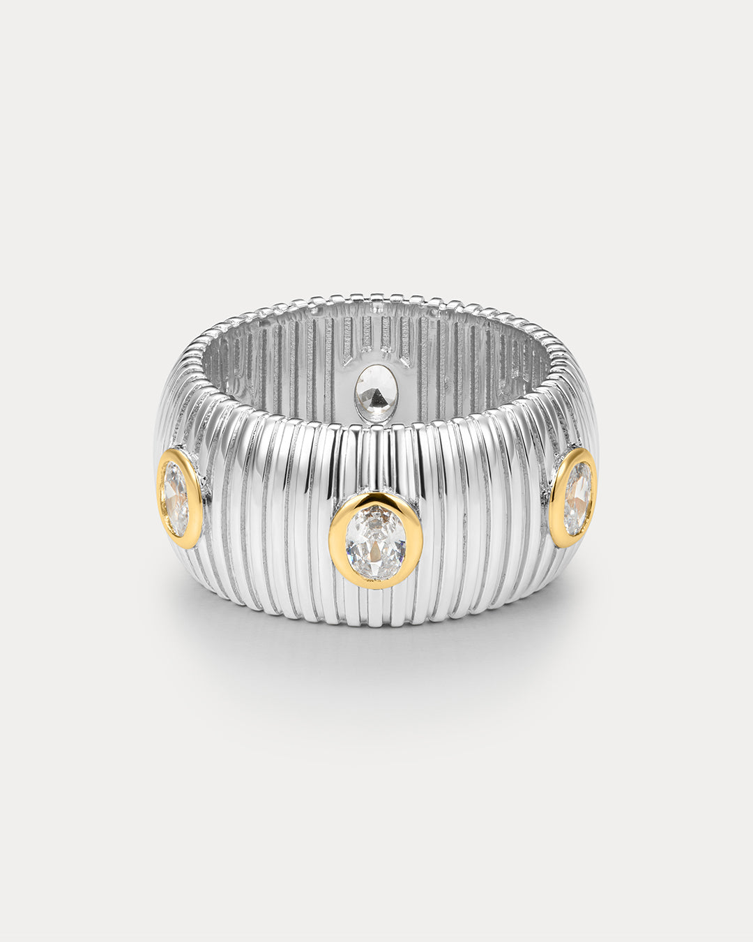The Georgia Ridged Band | Cubic Zirconia | Silver