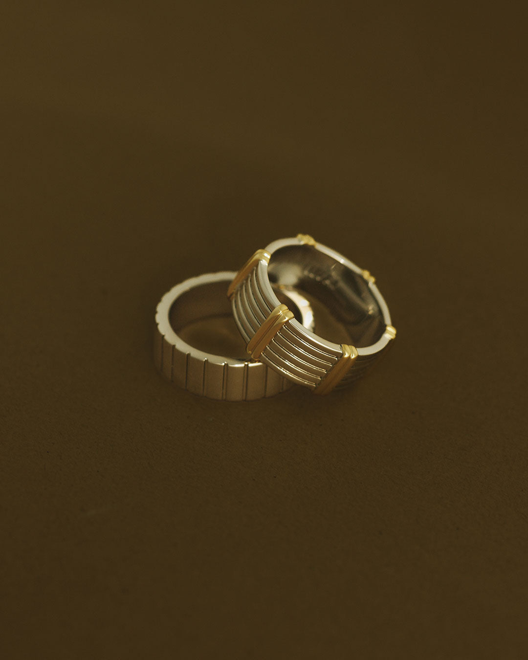 The Luna Bezel Ring Set | Set of 2 Rings | Silver/Gold
