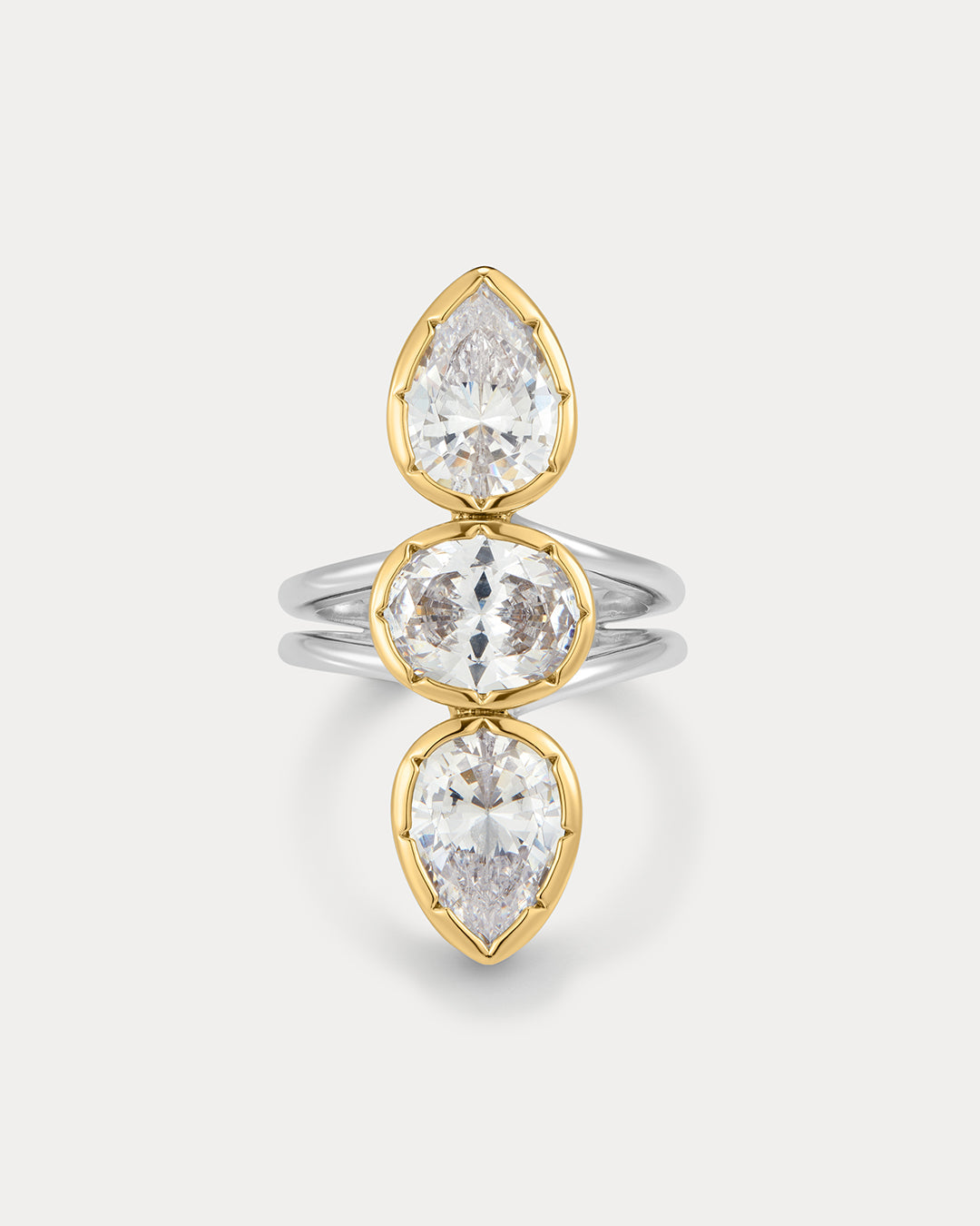 The Marais Triple Statement Ring | Cubic Zirconia | Silver