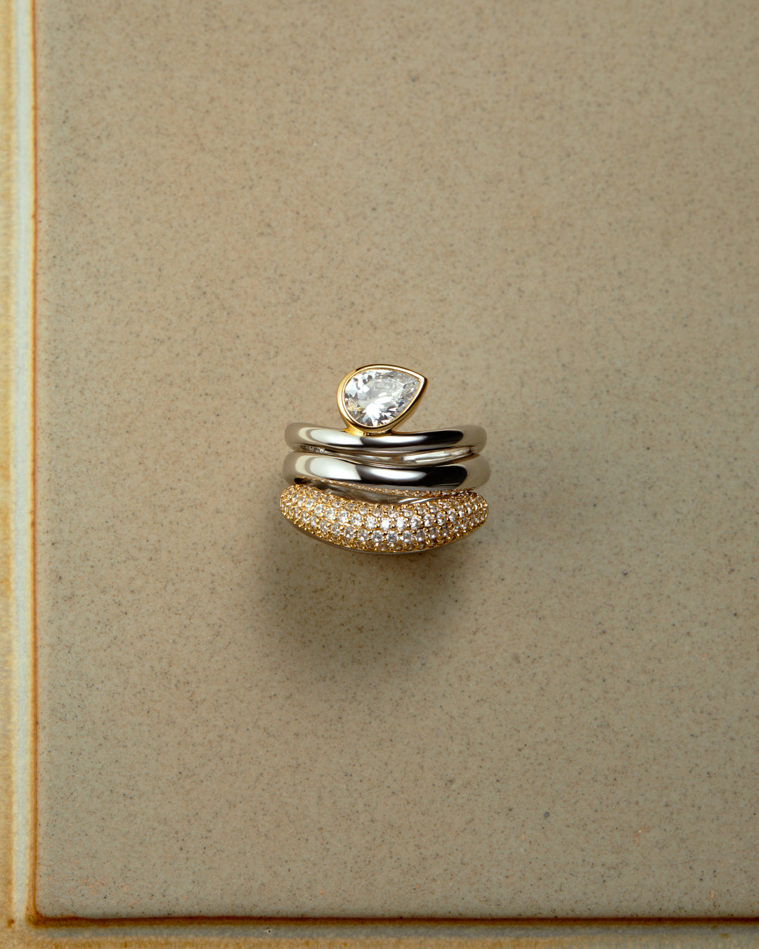 The Marais Wave Ring Set | Set of 3 Rings | Silver