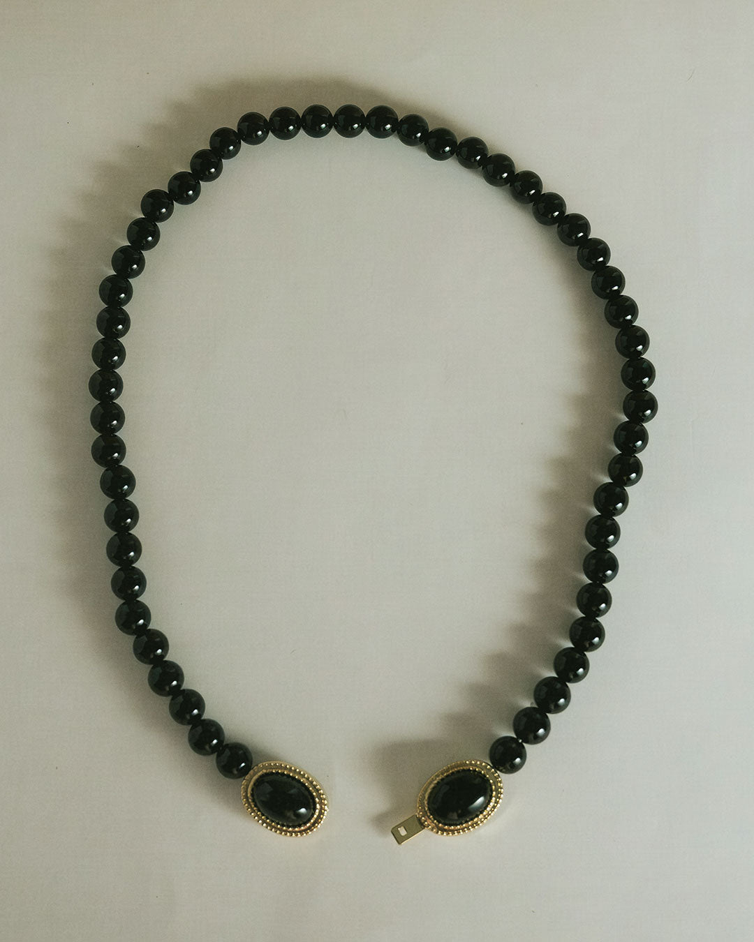 The Midnight Mesa Beaded Necklace | Black Beads/Black Agate | Gold