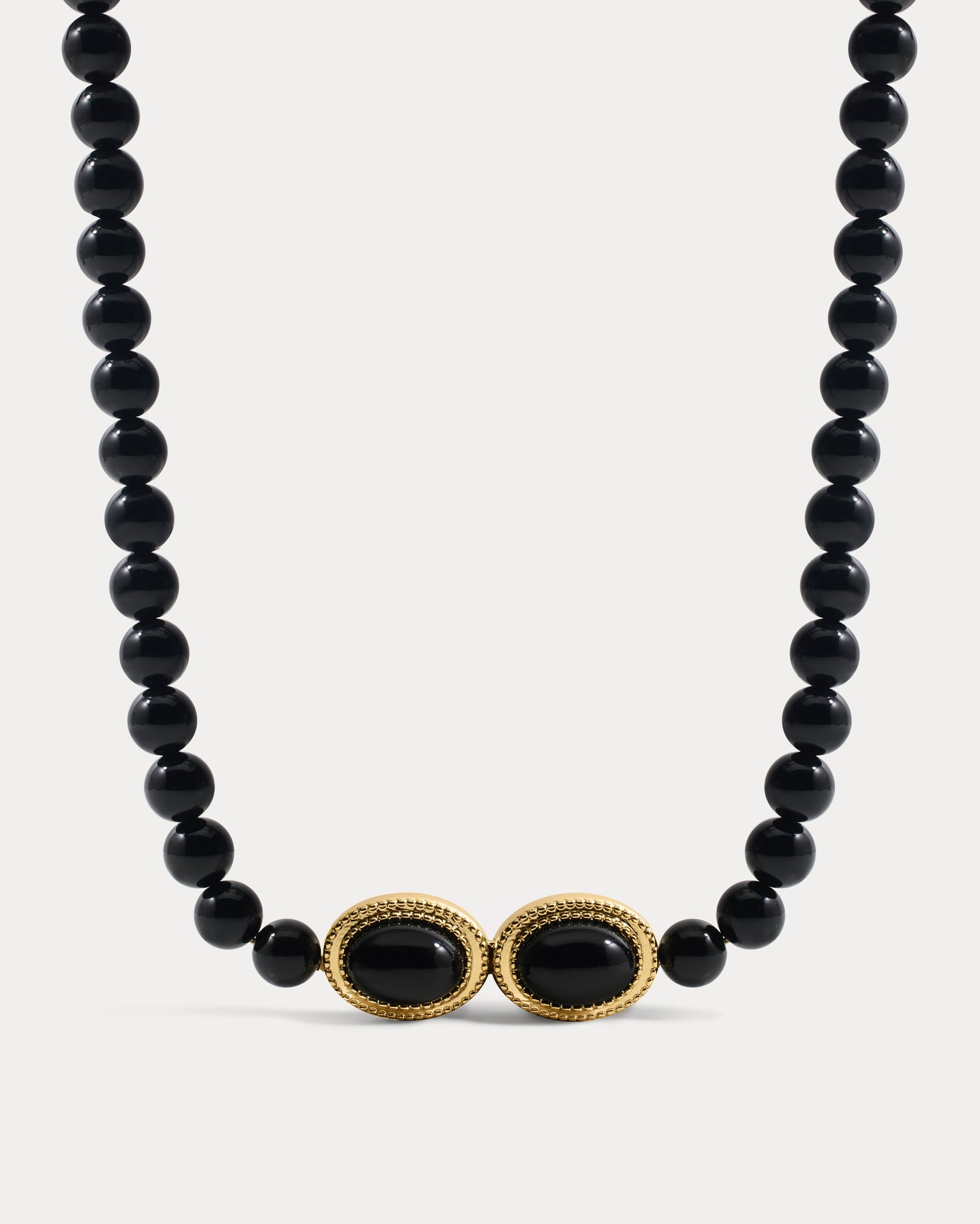 The Midnight Mesa Beaded Necklace | Black Beads/Black Agate | Gold