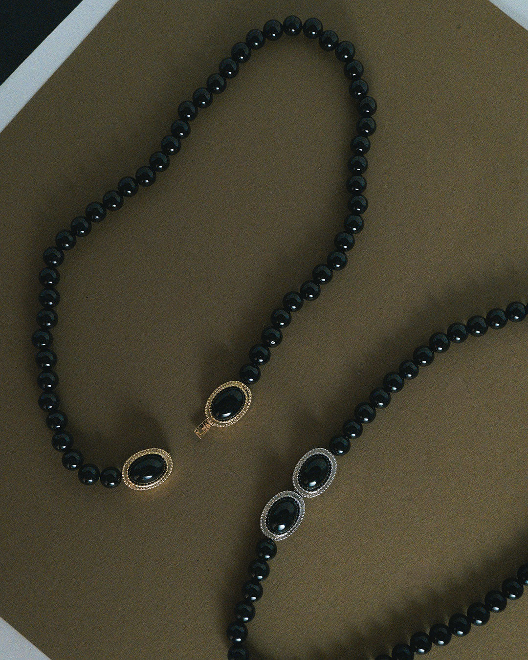The Midnight Mesa Beaded Necklace | Black Beads/Black Agate | Silver