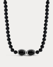 The Midnight Mesa Beaded Necklace | Black Beads/Black Agate | Silver