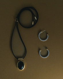 The Midnight Mesa Cord Necklace | Black Agate | Gold