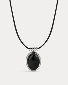 The Midnight Mesa Cord Necklace | Black Agate | Silver