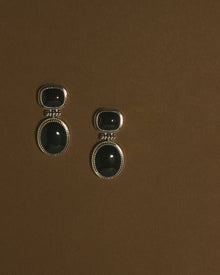 The Midnight Mesa Drop Studs | Black Agate | Silver