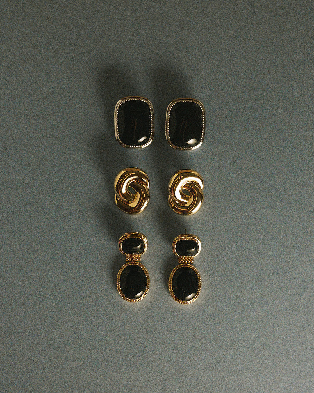 The Midnight Mesa Drop Studs | Black Agate | Silver