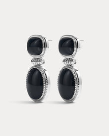 The Midnight Mesa Drop Studs | Black Agate | Silver