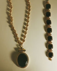 The Midnight Mesa Pendant Necklace | Black Agate | Gold