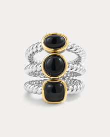 The Midnight Mesa Ring Set | Set of 3 Rings | Silver/Gold