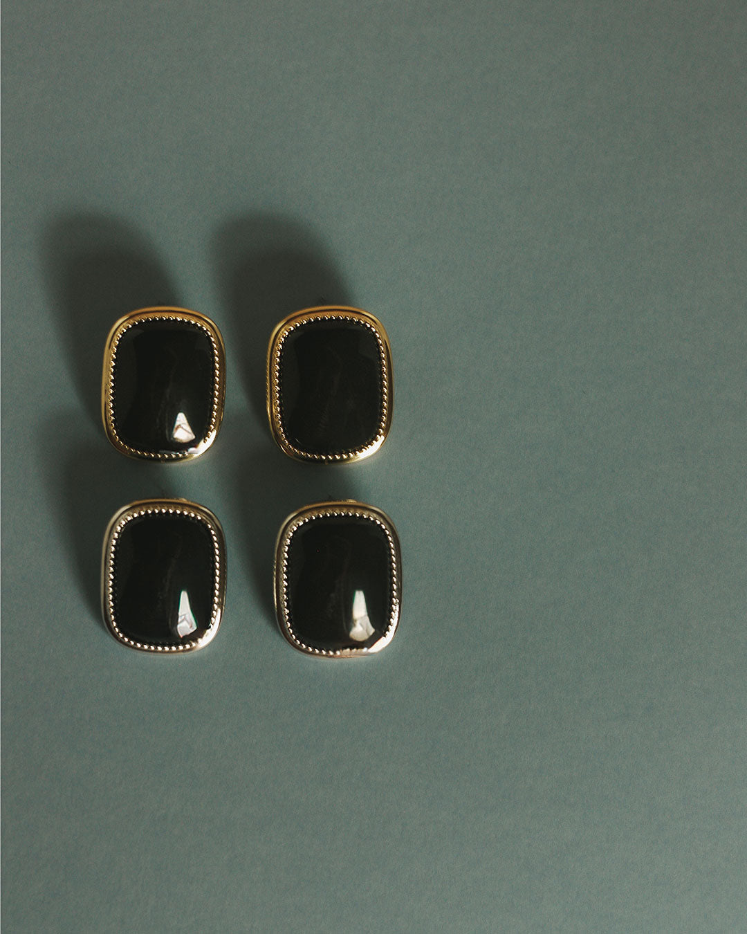 The Midnight Mesa Statement Studs | Black Agate | Silver