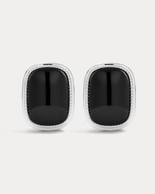 The Midnight Mesa Statement Studs | Black Agate | Silver
