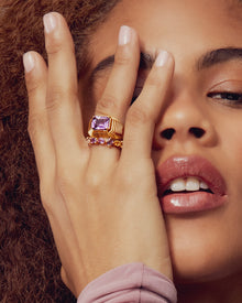 The Caroline Step - Cut Ring - Amethyst | Gold Vermeil Plated Sterling Silver