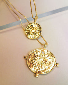 Evil Eye Double Coin Necklace - Gold | Plated Gold