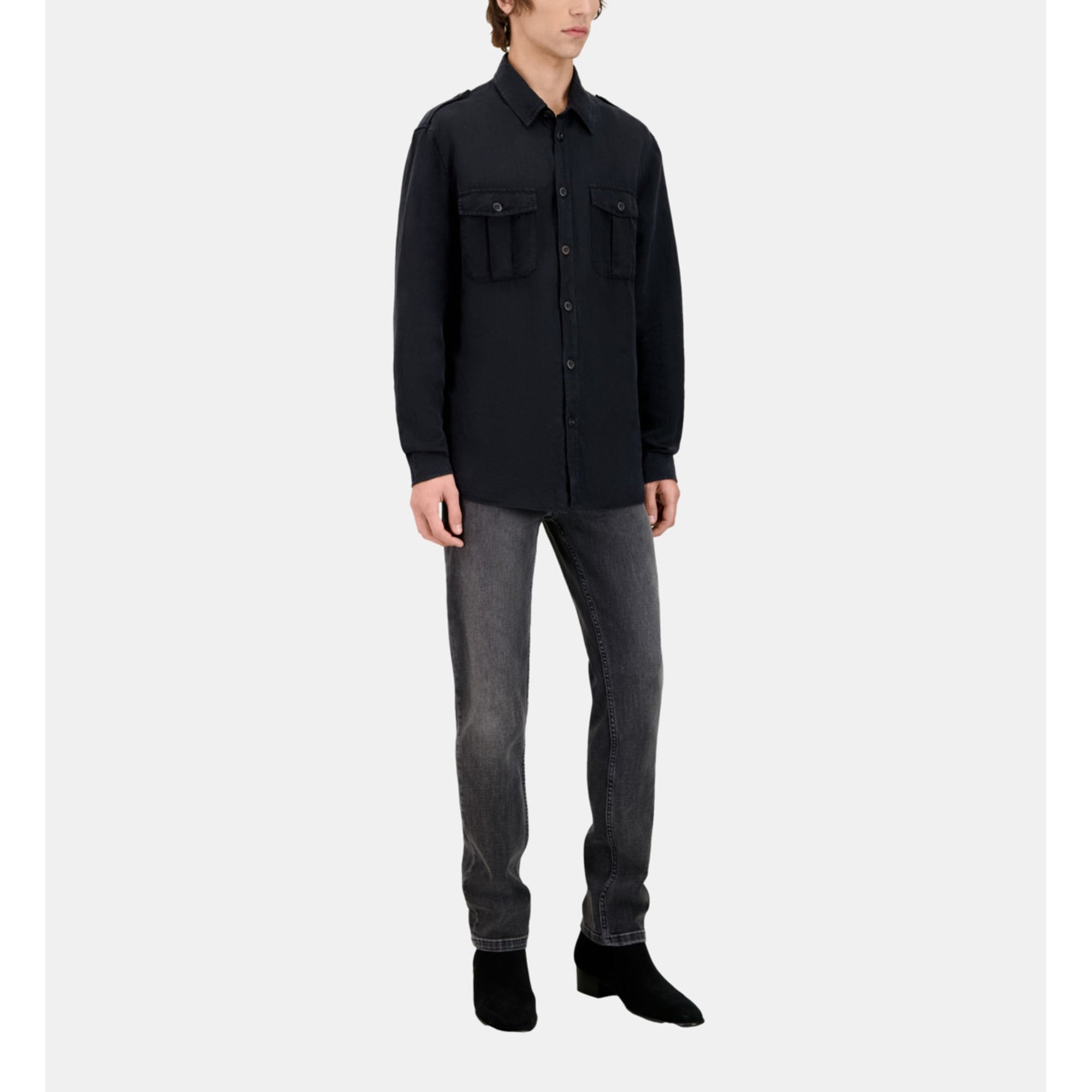 Lyocell And Linen Shirt | Men | Black