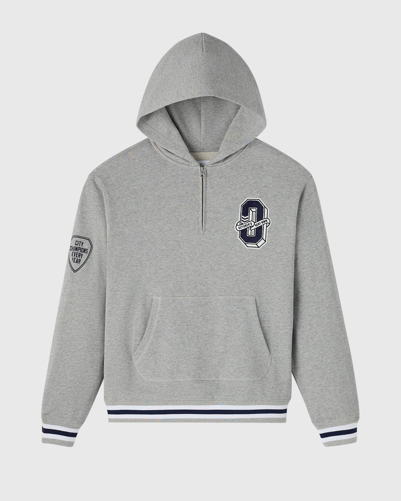 Mens | Varsity O Quarter-Zip Hoodie | Heather Grey