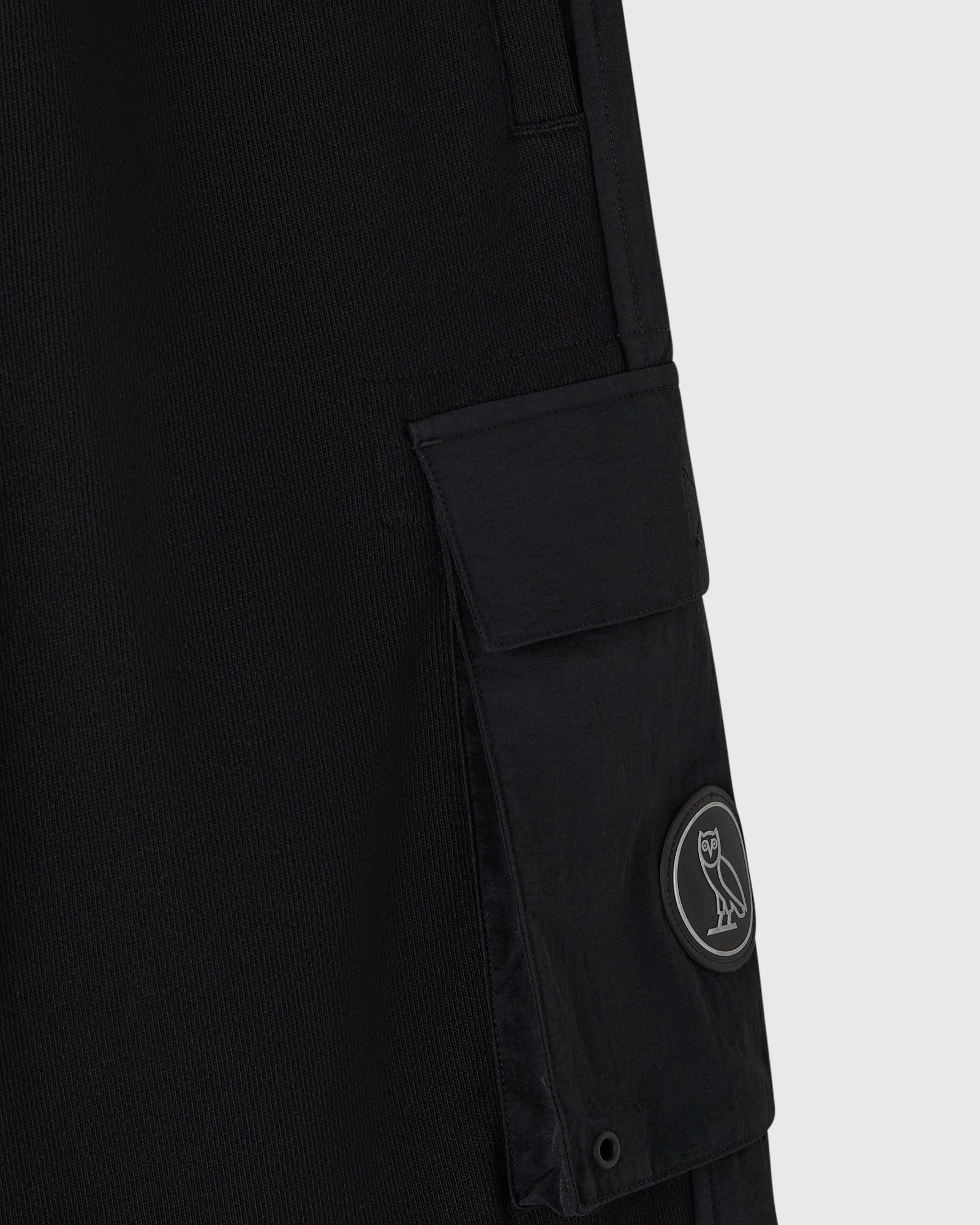Nylon Overlay Sweatpant - Black