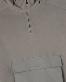 Nylon Overlay Quarter-Zip Hoodie - Moon Rock