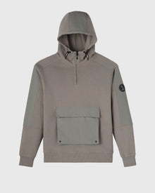 Nylon Overlay Quarter-Zip Hoodie - Moon Rock