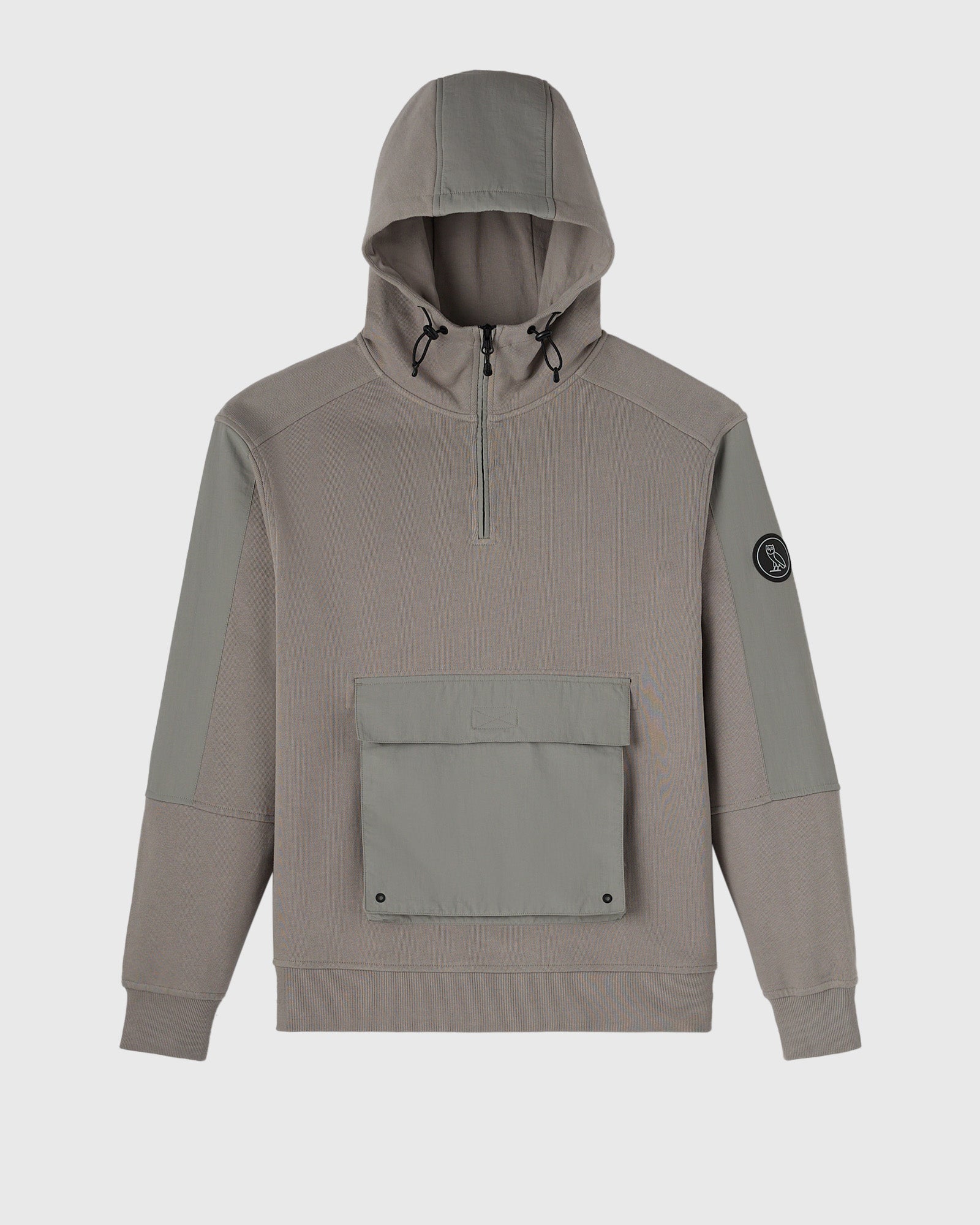 Nylon Overlay Quarter-Zip Hoodie - Moon Rock