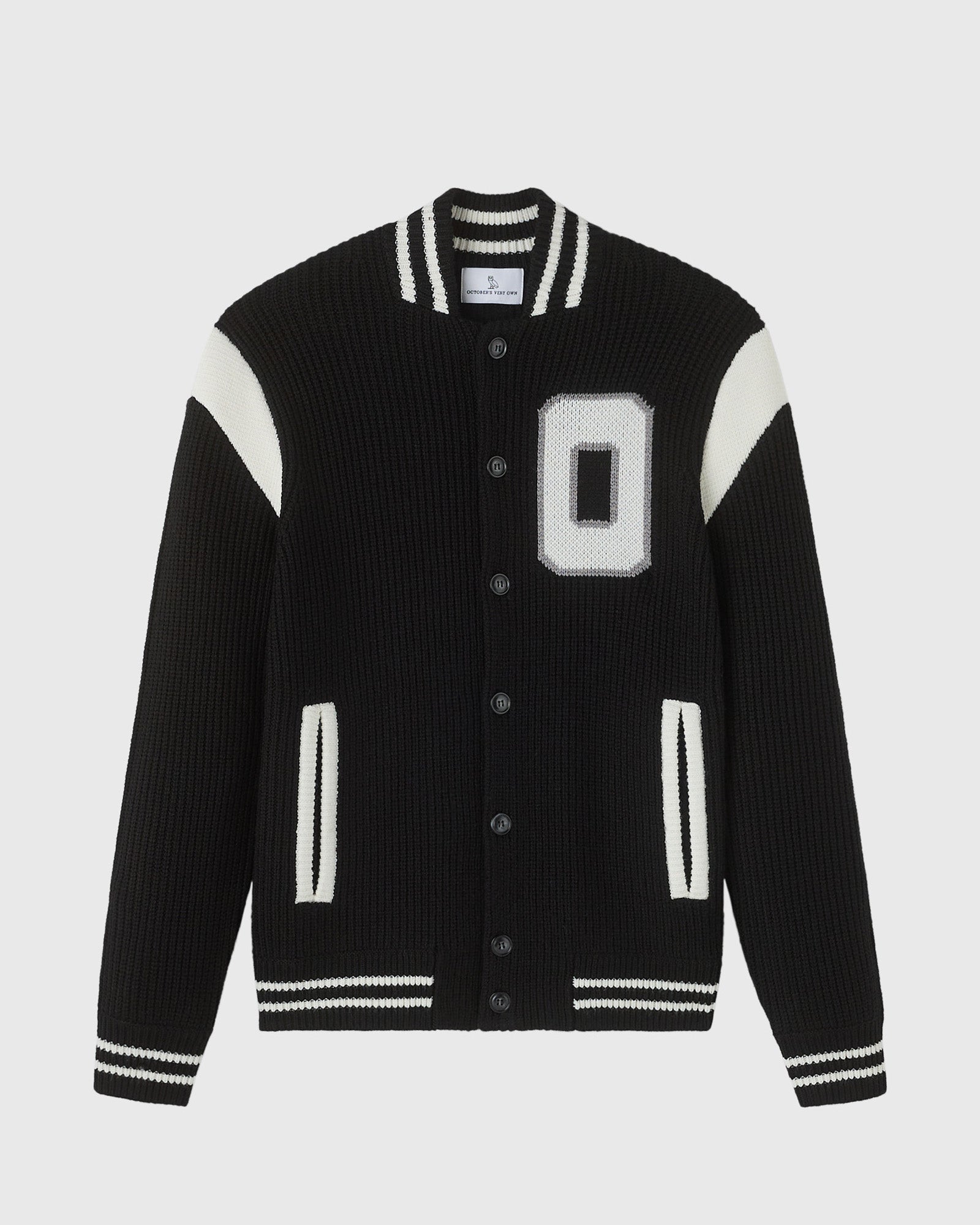 Knit Varsity Jacket - Black