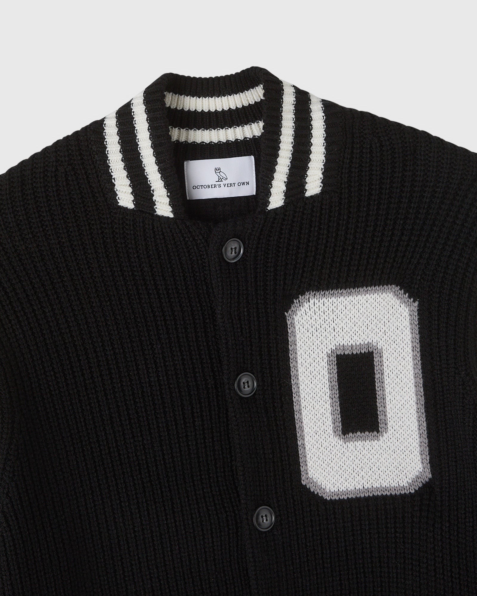 Knit Varsity Jacket - Black