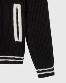 Knit Varsity Jacket - Black