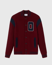 Knit Varsity Jacket - Wine